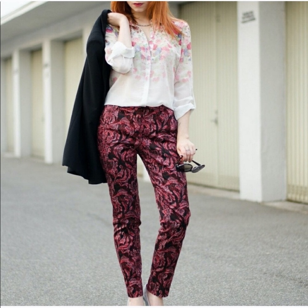 H&M  Red Floral Trousers